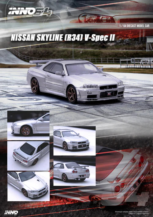 Nissan Skyline GT-R (R34) V-Spec II, Plata - INNO64